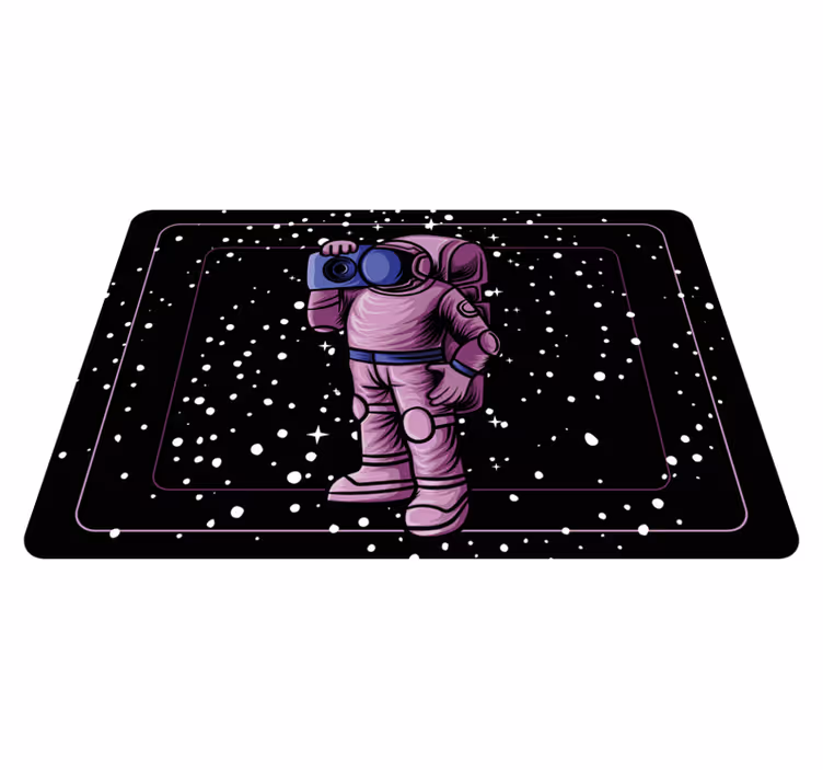 Covor de vinil pentru copii astronaut cu radiocasetofon - TenStickers