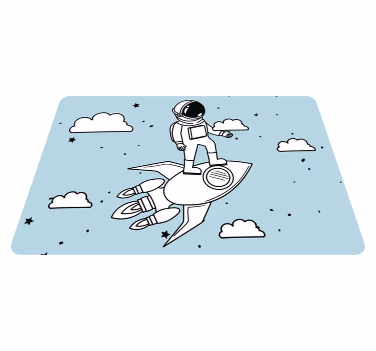 Covor de vinil pentru copii rachete astronauți și stele - TenStickers