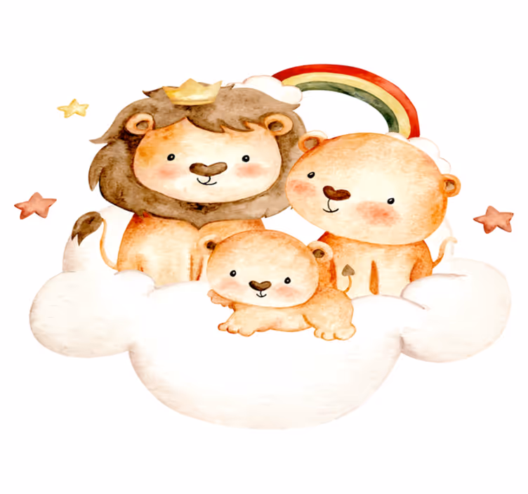 Covor de vinil pentru copii animale cu stele și nori - TenStickers