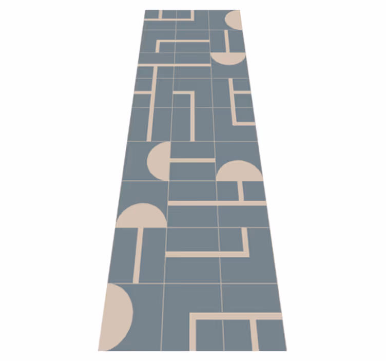 Covor de vinil pentru baie model geometric albastru cenușiu - TenStickers