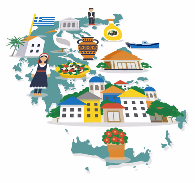 Covor de vinil harta lumii ilustrație grecia și insule - TenStickers