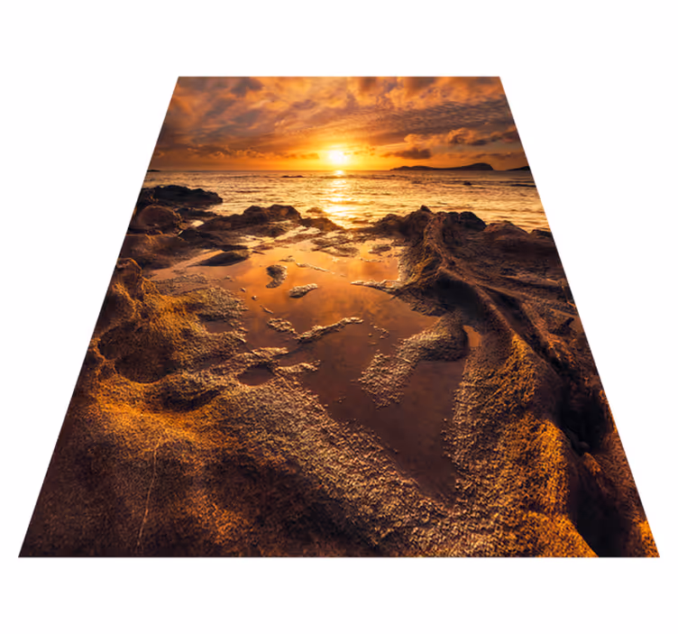 Covor de vinil pentru baie peisaj apus cu nori - TenStickers
