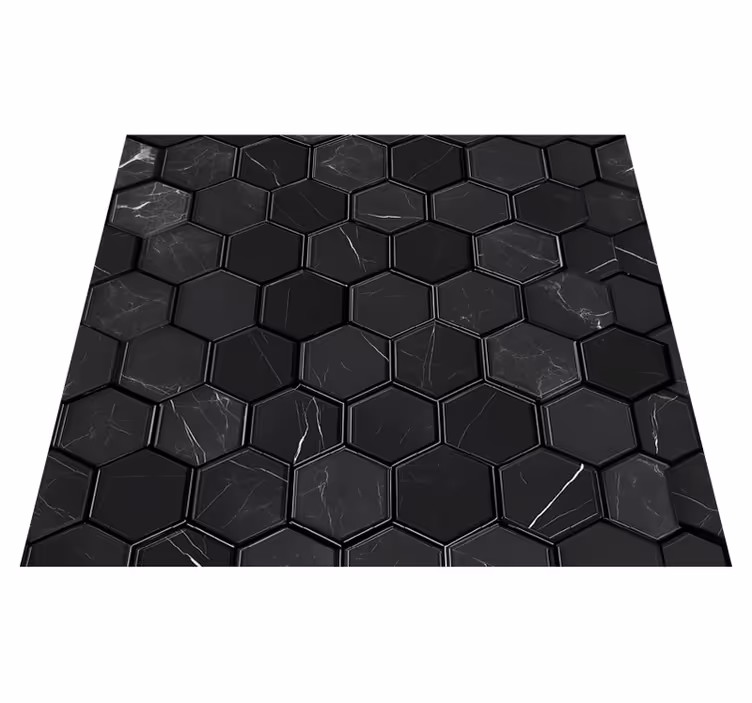 Covor de vinil pentru baie hexagon negru - TenStickers
