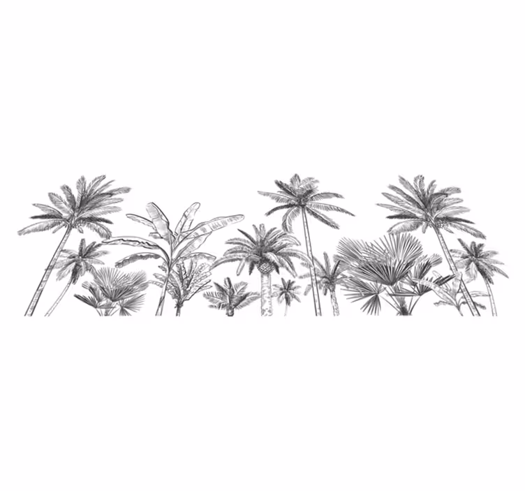 Covor de vinil pentru baie schiță de arbori tropicali - TenStickers