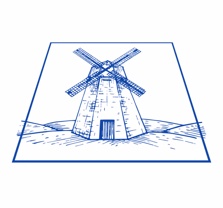 Covor de vinil pentru bucătărie moara albastră delft - TenStickers