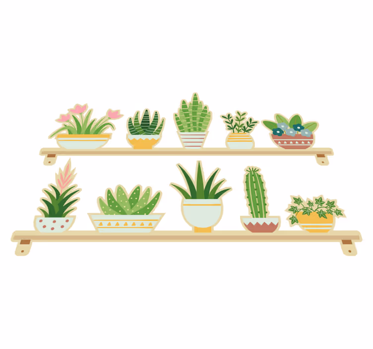 Covor de vinil pentru bucătărie set raft plante cactus - TenStickers
