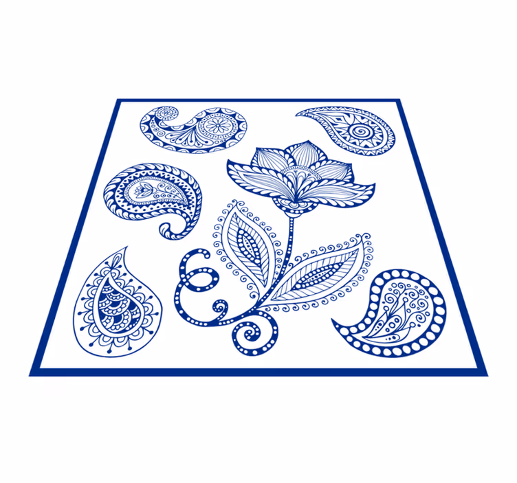 Covor de vinil pentru bucătărie cu paisley și flori - TenStickers