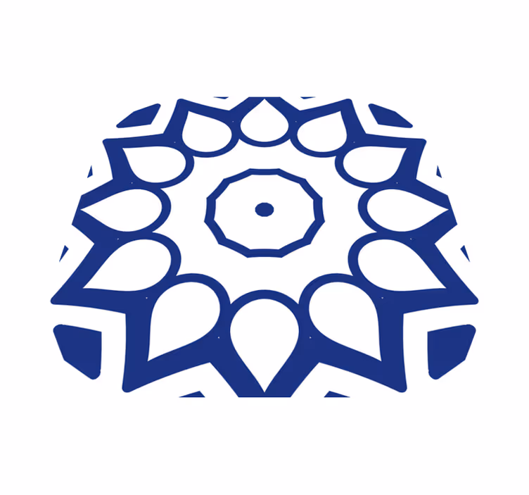 Covor de vinil pentru bucătărie flori mandala albastru delft - TenStickers