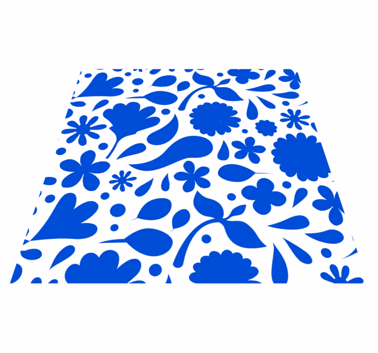Covor de vinil pentru bucătărie flori diverse albastre delft - TenStickers
