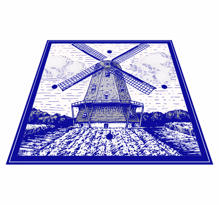 Covor de vinil pentru bucătărie albastru delft - TenStickers