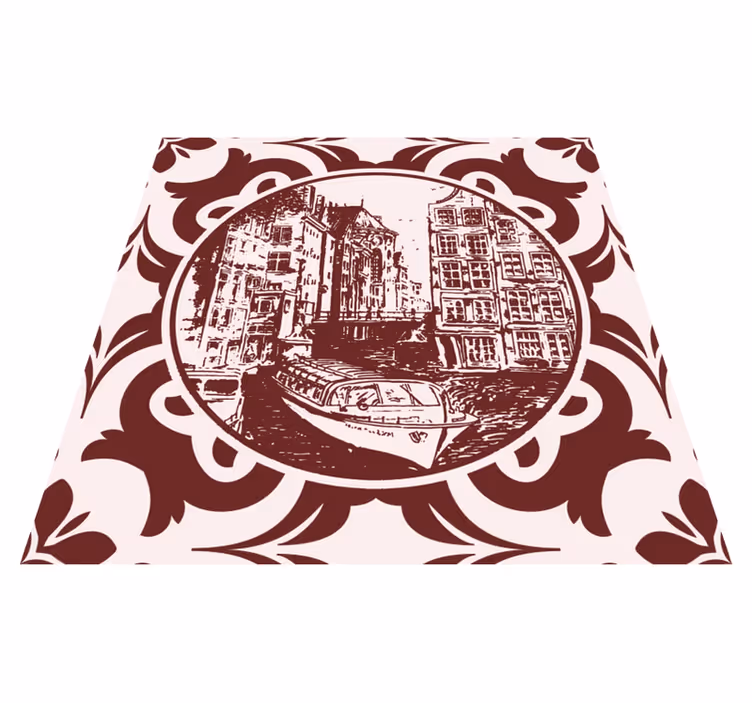 Covor de vinil pentru bucătărie case pe canal și barcă - TenStickers