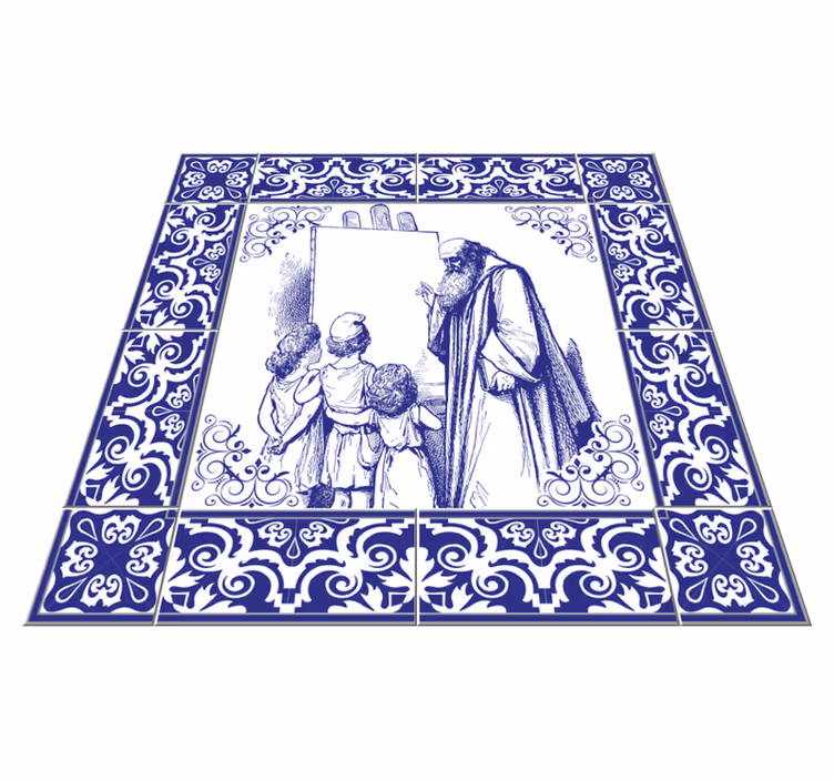 Covor de vinil pentru bucătărie profesor delft albastru - TenStickers