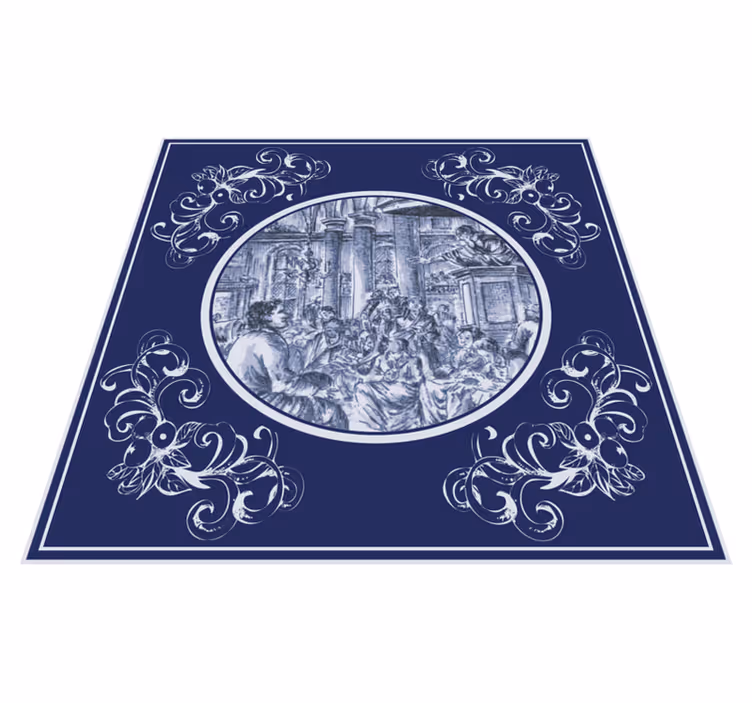 Covor de vinil pentru bucătărie oameni delft albaștri - TenStickers