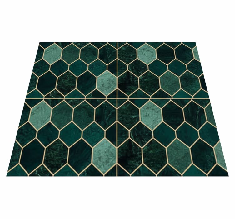 Covor de vinil pentru bucătărie cu contur auriu verde - TenStickers