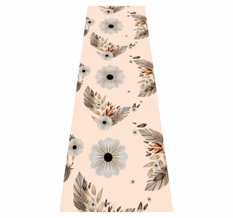 Covor vinil dormitor model flori pastel roz și negru - TenStickers