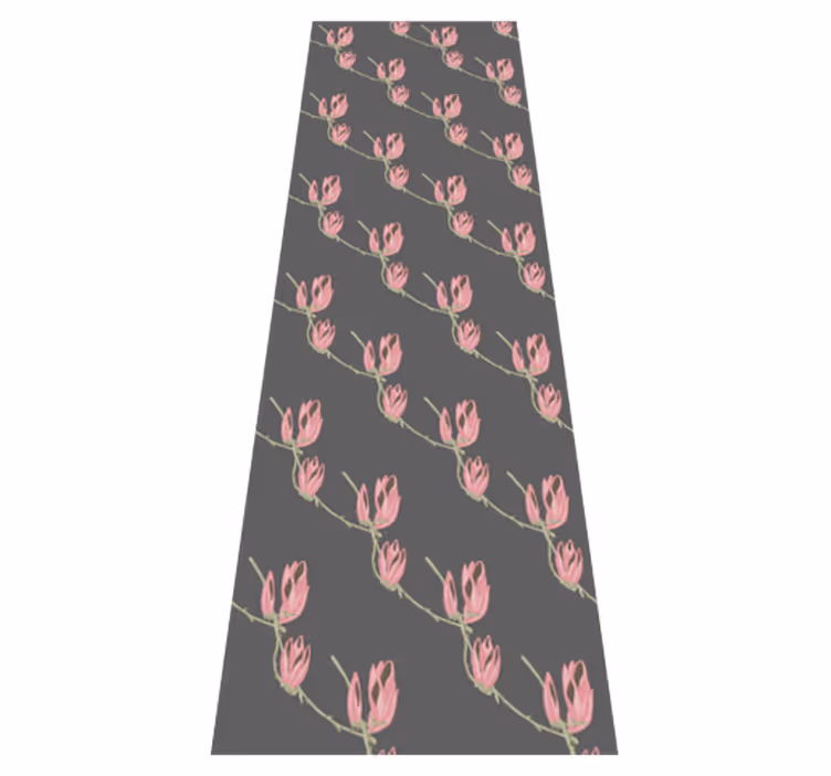 Covor vinil dormitor flori mici de magnolie pe fundal gri - TenStickers