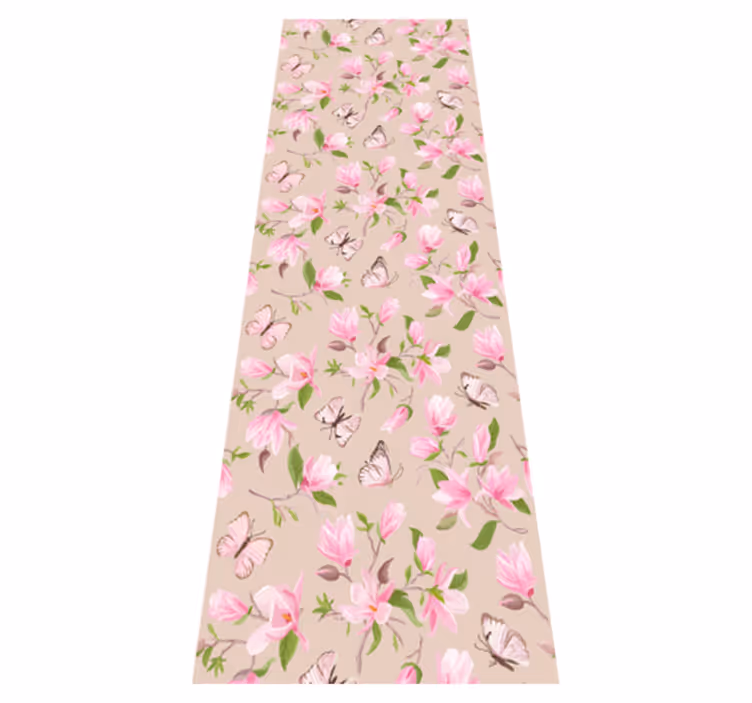 Covor vinil dormitor design magnolie roz și fluturi - TenStickers