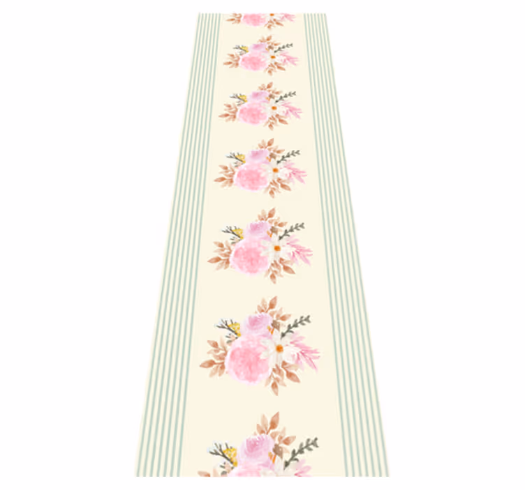 Covor vinil dormitor model floral cu dungi provençal - TenStickers