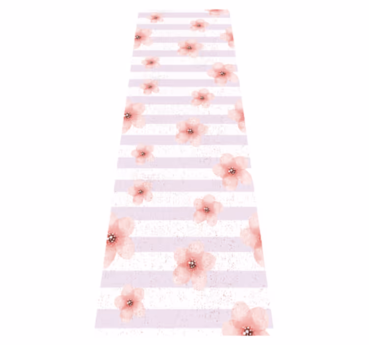 Covor vinil dormitor stil shabby chic cu dungi roz verticale - TenStickers