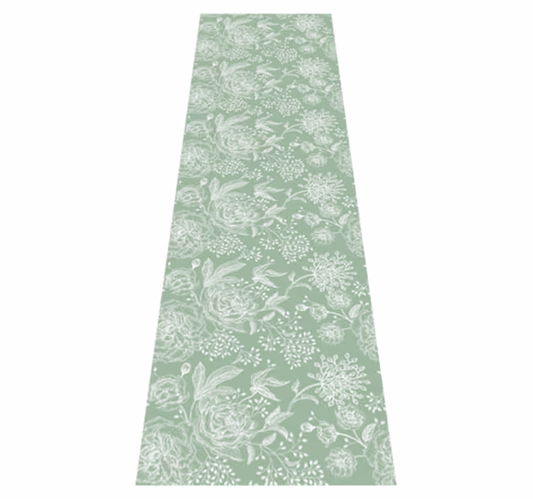 Covor vinil dormitor stil floral verde grandmillenial - TenStickers