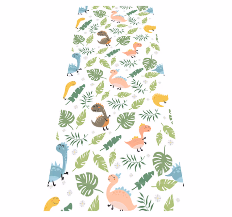 Covor vinil dormitor pastel pădure cu dinozauri - TenStickers