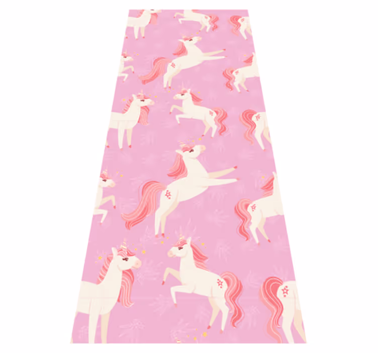 Covor vinil dormitor unicorni pastel cu plante și flori - TenStickers