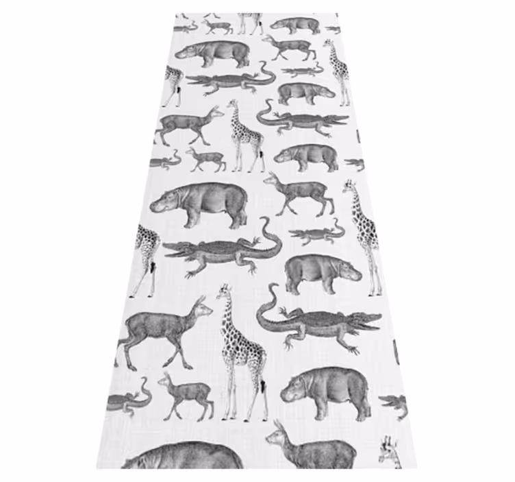 Covor vinil dormitor cu bordură animale și copaci safari - TenStickers