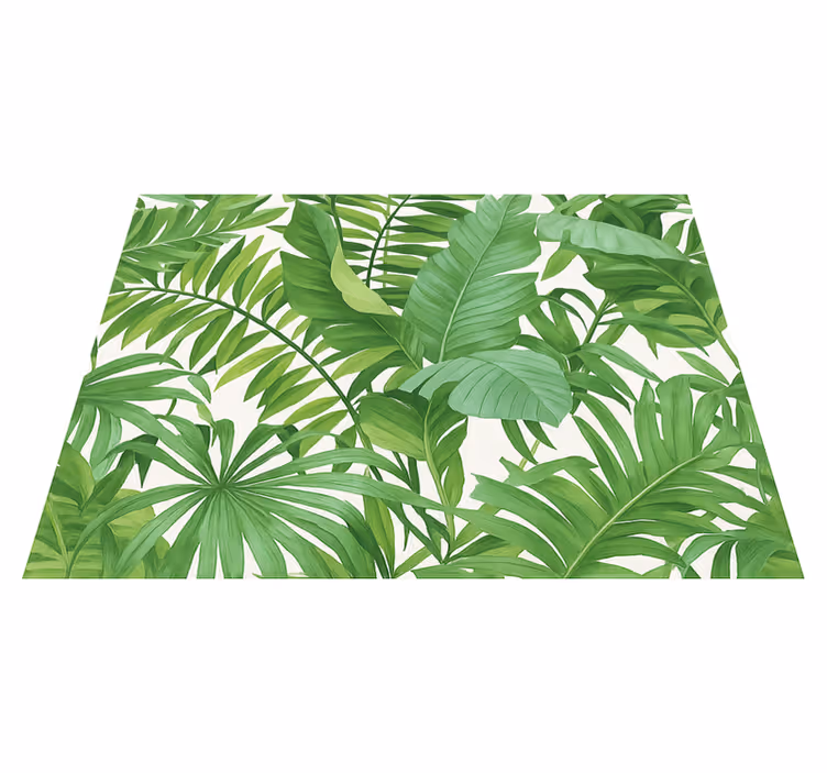 Covor vinil dormitor cu motiv frunze tropicale - TenStickers