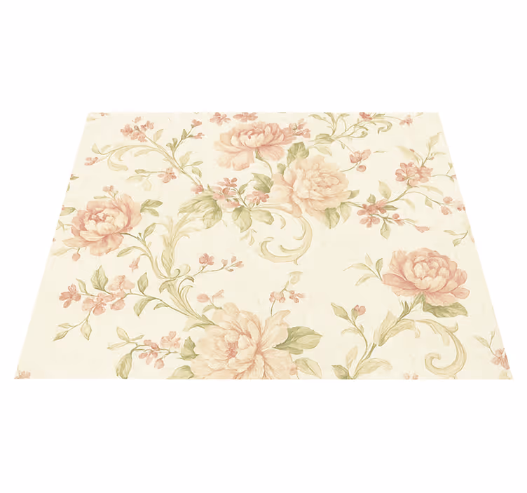Covor vinil dormitor cu model floral vintage roz deschis - TenStickers
