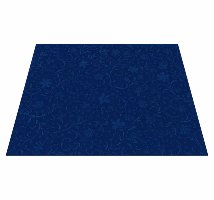 Covor vinil dormitor cu motiv floral albastru marin - TenStickers