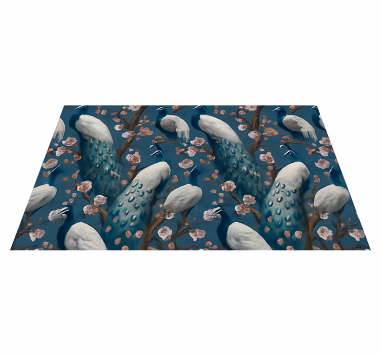 Covor vinil dormitor păuni eleganți și frumoși - TenStickers