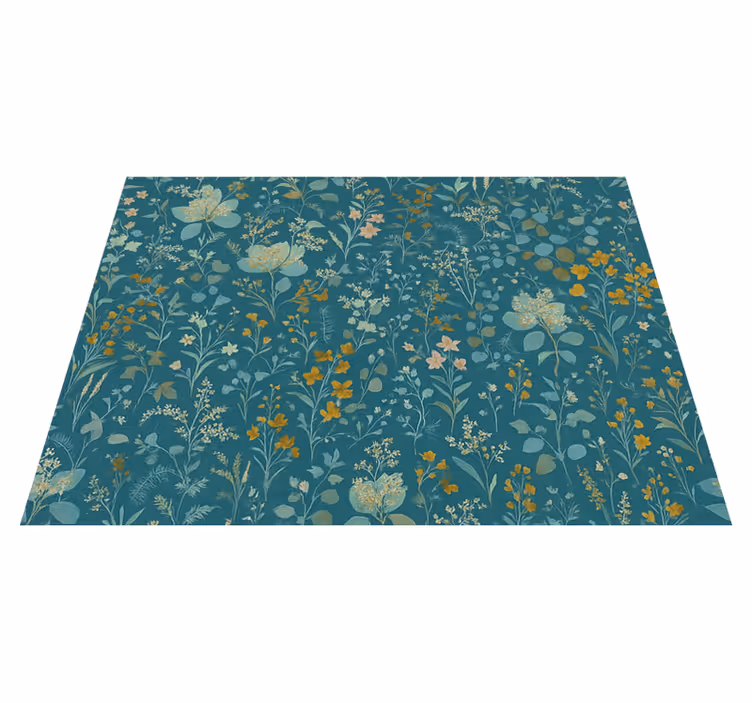 Covor vinil dormitor design floral vintage albastru - TenStickers