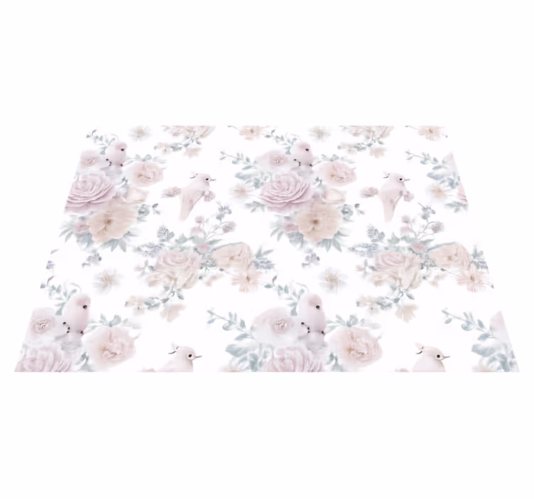 Covor vinil dormitor design flori elegante gri - TenStickers