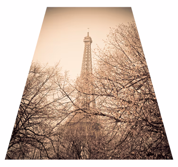 Covor vinil dormitor fotografie turn eiffel și copaci - TenStickers