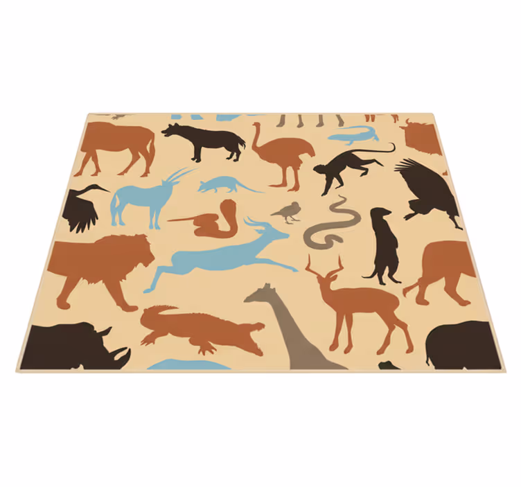 Covor vinil dormitor siluete animale safari - TenStickers