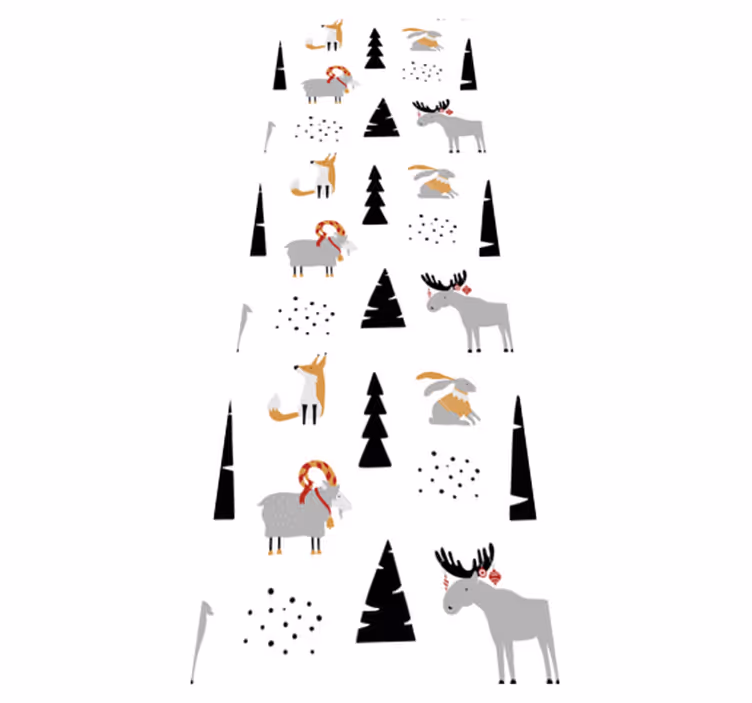 Covor vinil dormitor cu model animale de iarnă - TenStickers