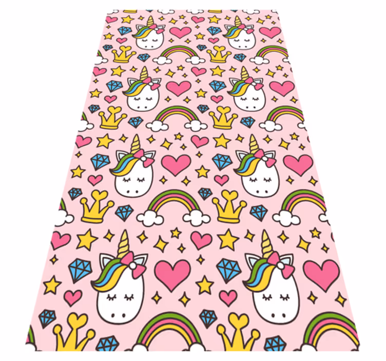 Covor vinil dormitor cu curcubee și unicorni drăguți - TenStickers