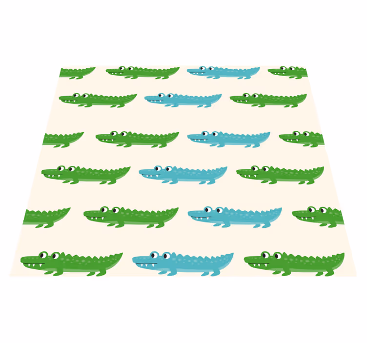 Covor vinil dormitor crocodil verde și albastru copii - TenStickers