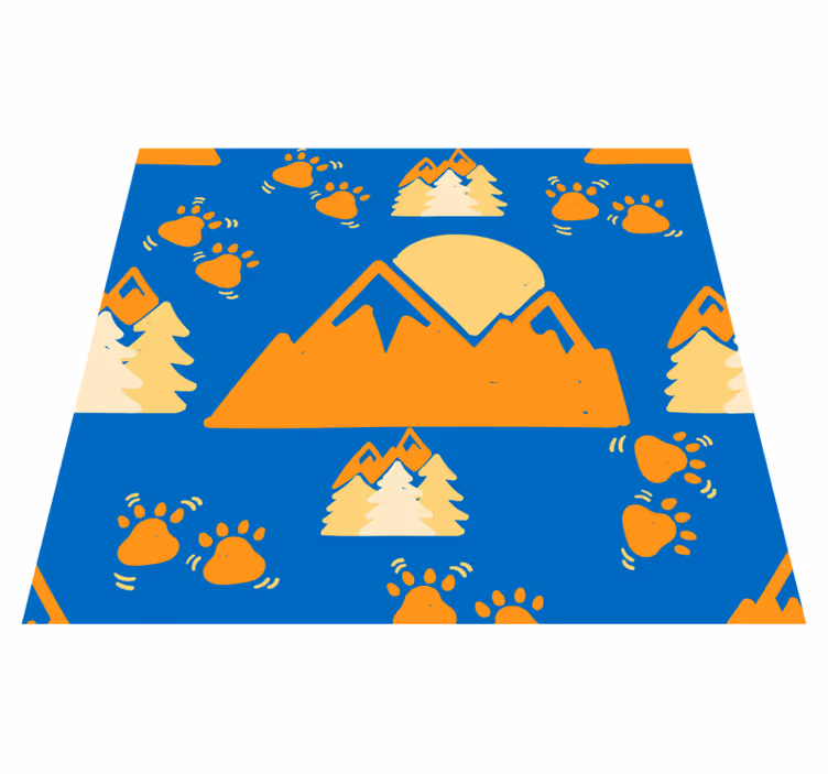 Covor vinil dormitor urme pe munte pe fundal albastru închis - TenStickers