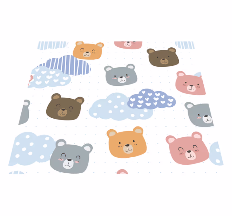 Covor vinil dormitor urs minimalist pe fundal alb - TenStickers