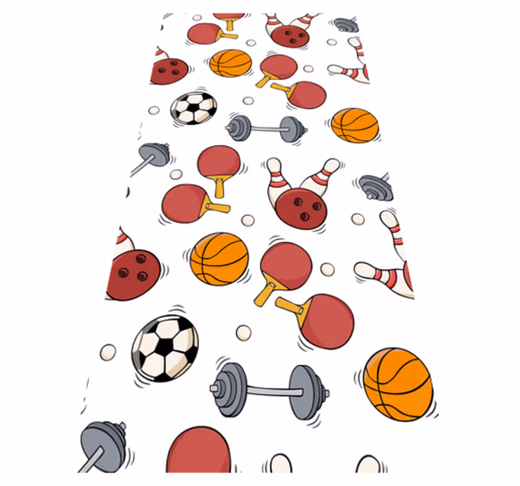 Covor vinil dormitor echipamente sportive în stil doodle - TenStickers