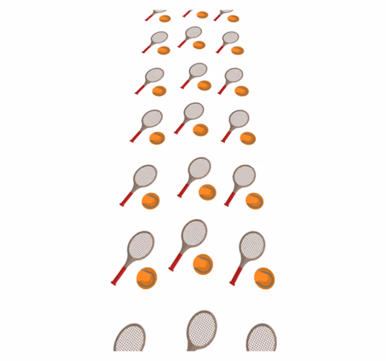 Covor vinil dormitor rachete cu mingi de tenis portocalii - TenStickers