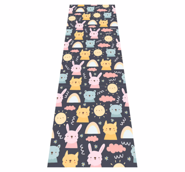 Covor vinil dormitor animale pastel și curcubeie - TenStickers
