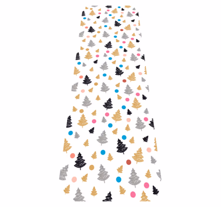 Covor vinil dormitor cu puncte colorate și copaci - TenStickers