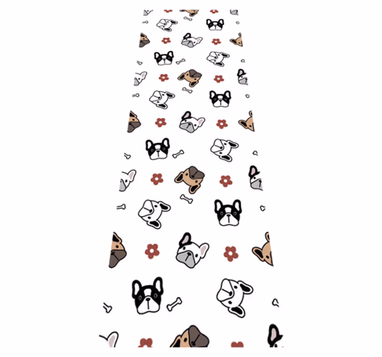 Covor vinil dormitor flori și bulldogi francezi - TenStickers