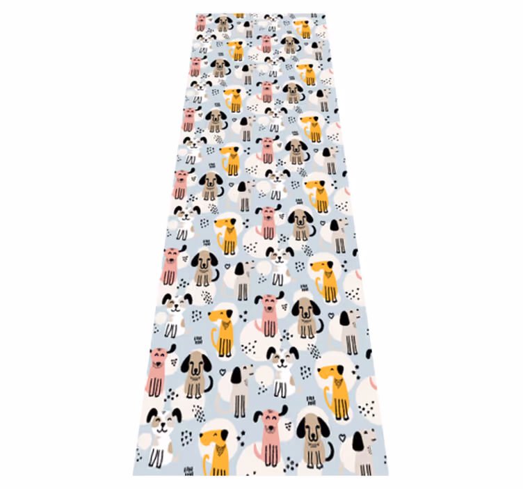 Covor vinil dormitor câini multicolori pe fundal albastru - TenStickers