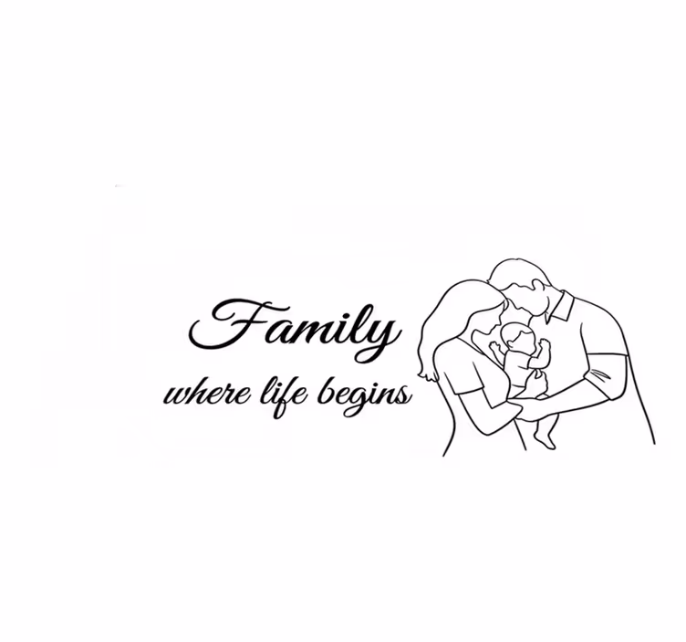 Covor vinil dormitor familie unde viața începe - TenStickers