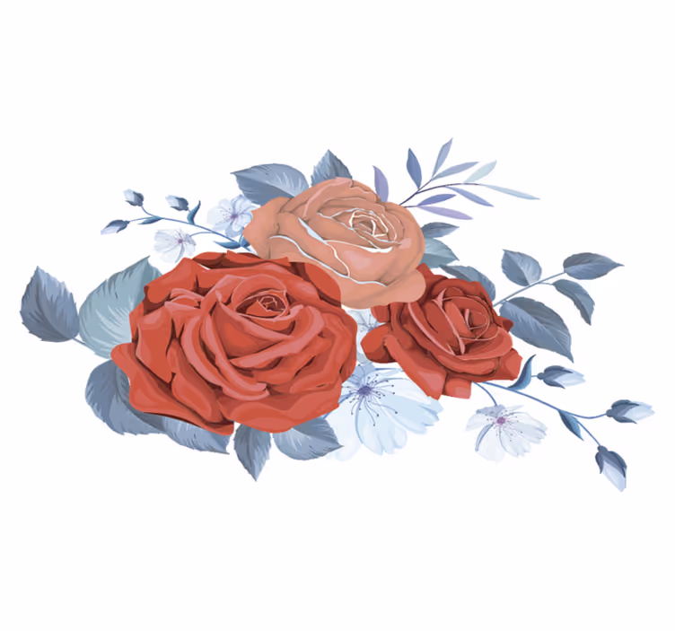 Covor vinil dormitor flori buchet albastre - TenStickers