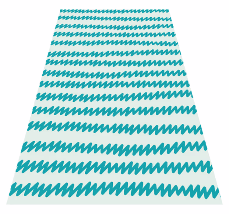 Covor de vinil scandinav zigzag alb și aquamarin - TenStickers