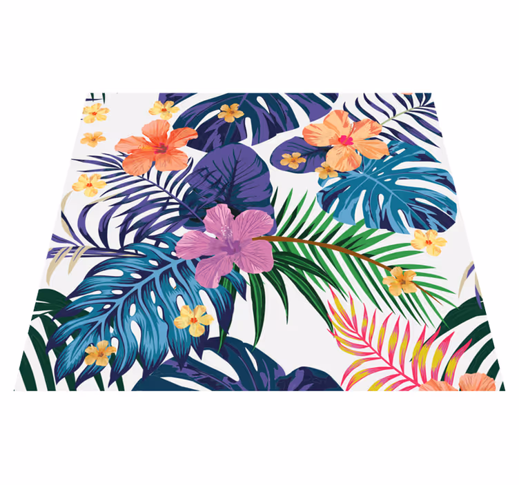 Covor vinil cu aspect de natura flori colorate hawaiene - TenStickers